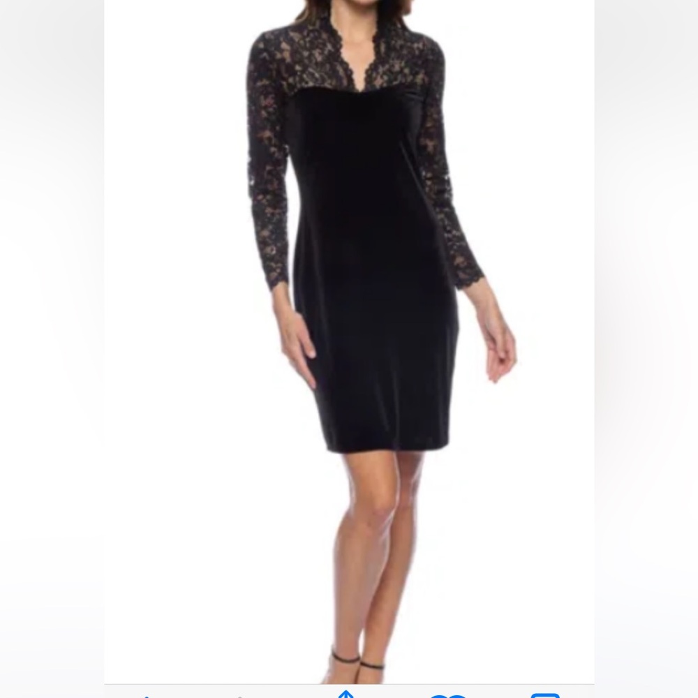Marina Black Lace Velvet Sheath Size Medium New Without Tags